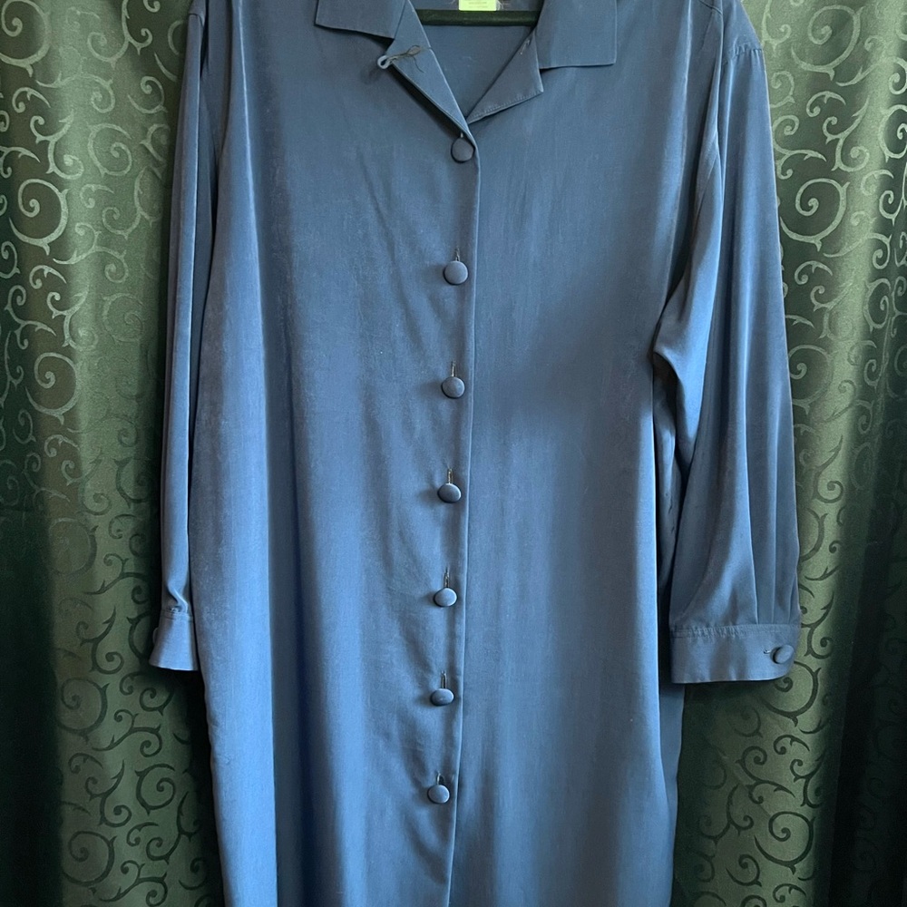 Rouie Classic Blue Button-Up Dress 80s Vintage XL
